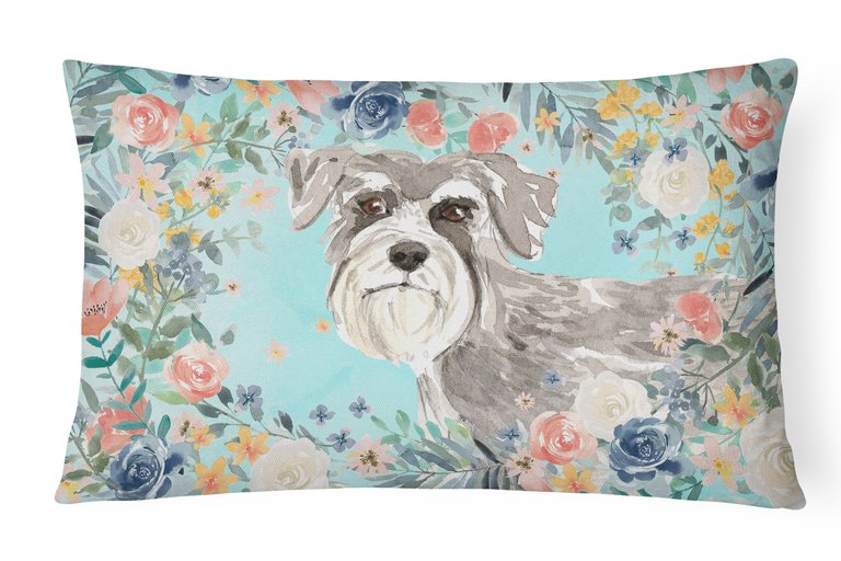 12 in x 16 in  Outdoor Throw Pillow Schnauzer #1 Canvas Fabric Decorative Pillow