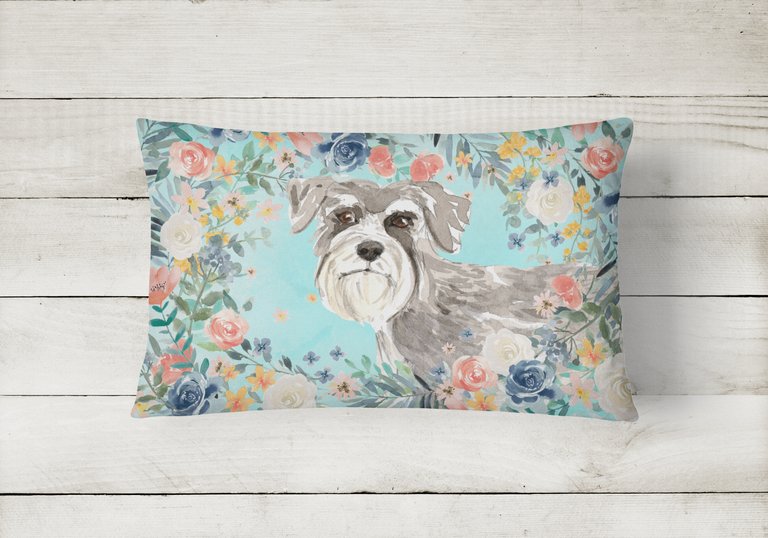 12 in x 16 in  Outdoor Throw Pillow Schnauzer #1 Canvas Fabric Decorative Pillow