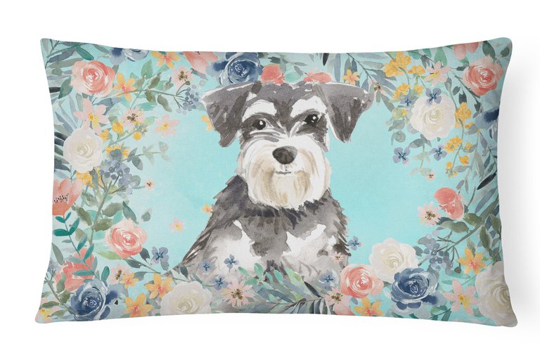 12 in x 16 in  Outdoor Throw Pillow Schnauzer #2 Canvas Fabric Decorative Pillow