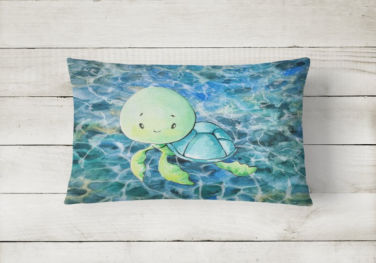 12 in x 16 in  Outdoor Throw Pillow Sea Turtle Canvas Fabric Decorative Pillow