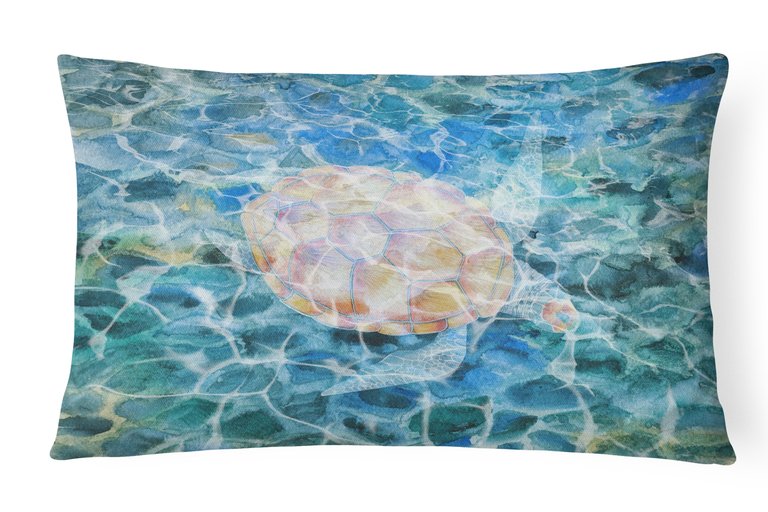 12 in x 16 in  Outdoor Throw Pillow Sea Turtle Under water Canvas Fabric Decorative Pillow