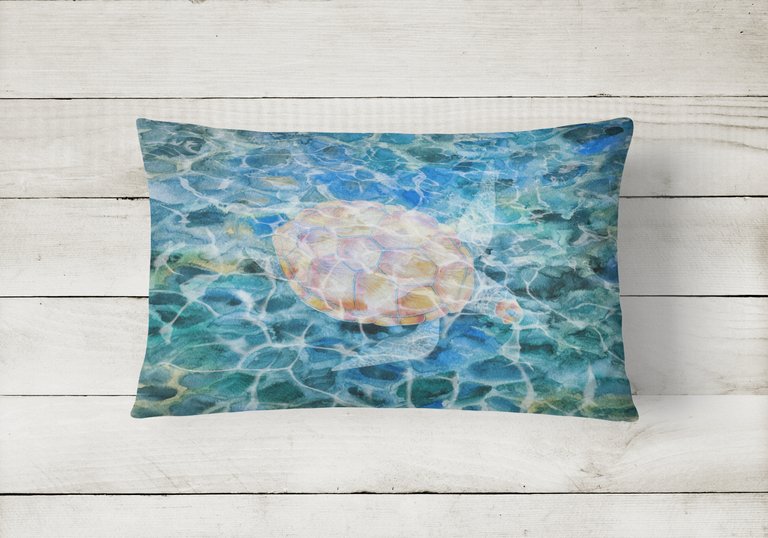 12 in x 16 in  Outdoor Throw Pillow Sea Turtle Under water Canvas Fabric Decorative Pillow