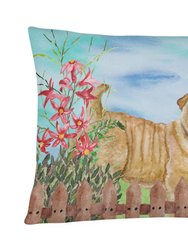 12 in x 16 in  Outdoor Throw Pillow Shar Pei Puppy Spring Canvas Fabric Decorative Pillow