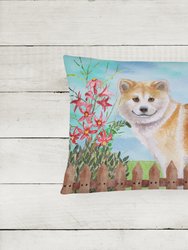 12 in x 16 in  Outdoor Throw Pillow Shiba Inu Spring Canvas Fabric Decorative Pillow