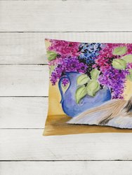 12 in x 16 in  Outdoor Throw Pillow Shih Tzu Canvas Fabric Decorative Pillow