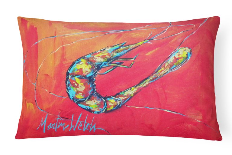 12 in x 16 in  Outdoor Throw Pillow Shrimp Seafood Three Canvas Fabric Decorative Pillow