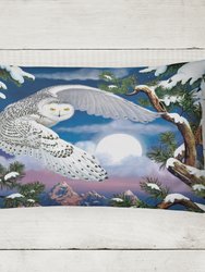 12 in x 16 in  Outdoor Throw Pillow Snowy Owl Canvas Fabric Decorative Pillow