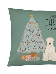 12 in x 16 in  Outdoor Throw Pillow Soft Coated Wheaten Terrier Christmas Everyone Canvas Fabric Decorative Pillow