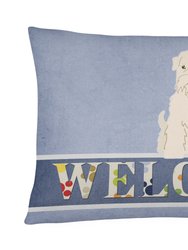 12 in x 16 in  Outdoor Throw Pillow Soft Coated Wheaten Terrier Welcome Canvas Fabric Decorative Pillow