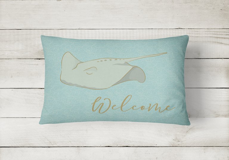 12 in x 16 in  Outdoor Throw Pillow Sting Ray Welcome Canvas Fabric Decorative Pillow