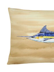 12 in x 16 in  Outdoor Throw Pillow Swordfish on Sandy Beach Canvas Fabric Decorative Pillow