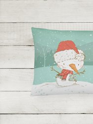 12 in x 16 in  Outdoor Throw Pillow Tan Chihuahua Snowman Christmas Canvas Fabric Decorative Pillow