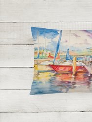 12 in x 16 in  Outdoor Throw Pillow Three Boats Sailboats Canvas Fabric Decorative Pillow