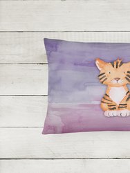 12 in x 16 in  Outdoor Throw Pillow Tiger Cub Watercolor Canvas Fabric Decorative Pillow