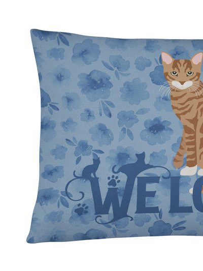Caroline's Treasures 12 in x 16 in  Outdoor Throw Pillow Toyger Cat Welcome Canvas Fabric Decorative Pillow product