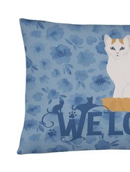 12 in x 16 in  Outdoor Throw Pillow Turkish Van Cat Welcome Canvas Fabric Decorative Pillow