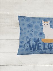 12 in x 16 in  Outdoor Throw Pillow Turkish Van Cat Welcome Canvas Fabric Decorative Pillow