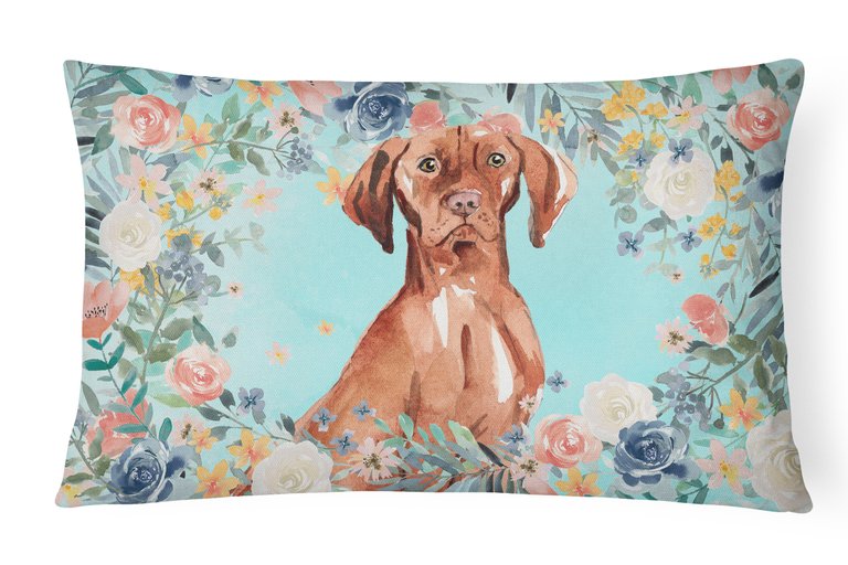 12 in x 16 in  Outdoor Throw Pillow Vizsla Canvas Fabric Decorative Pillow