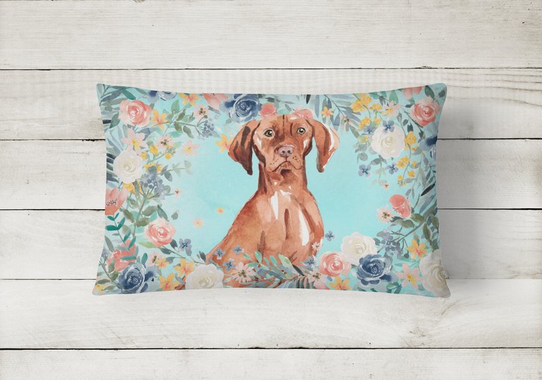 12 in x 16 in  Outdoor Throw Pillow Vizsla Canvas Fabric Decorative Pillow