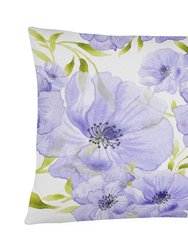 12 in x 16 in  Outdoor Throw Pillow Watercolor Blue Flowers Canvas Fabric Decorative Pillow