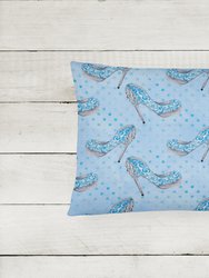 12 in x 16 in  Outdoor Throw Pillow Watercolor Cinderella Shoe in Blue Canvas Fabric Decorative Pillow