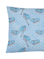 12 in x 16 in  Outdoor Throw Pillow Watercolor Cinderella Shoe in Blue Canvas Fabric Decorative Pillow