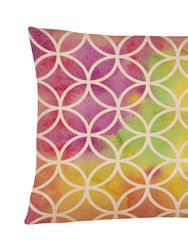 12 in x 16 in  Outdoor Throw Pillow Watercolor Rainbow Geometric Circles Canvas Fabric Decorative Pillow