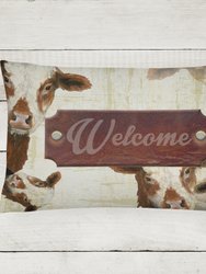 12 in x 16 in  Outdoor Throw Pillow Welcome cow Canvas Fabric Decorative Pillow