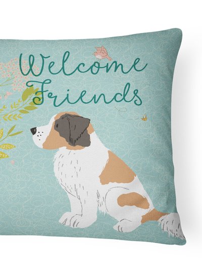 Caroline's Treasures 12 in x 16 in  Outdoor Throw Pillow Welcome Friends Saint Bernard Canvas Fabric Decorative Pillow product