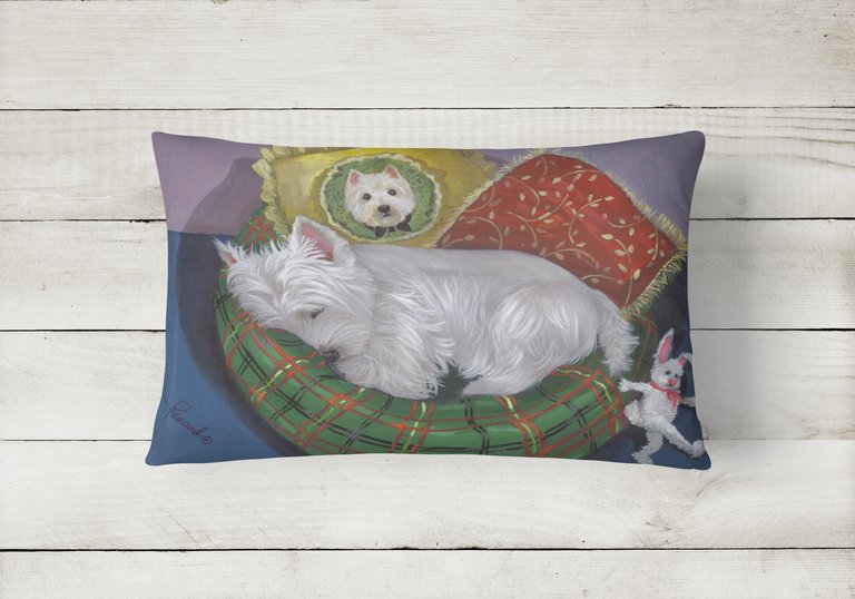 12 in x 16 in  Outdoor Throw Pillow Westie Precious Toto Canvas Fabric Decorative Pillow