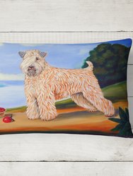12 in x 16 in  Outdoor Throw Pillow Wheaten Terrier Soft Coated Canvas Fabric Decorative Pillow