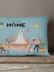 12 in x 16 in  Outdoor Throw Pillow White Miniature Schnauzer Sweet Home Canvas Fabric Decorative Pillow
