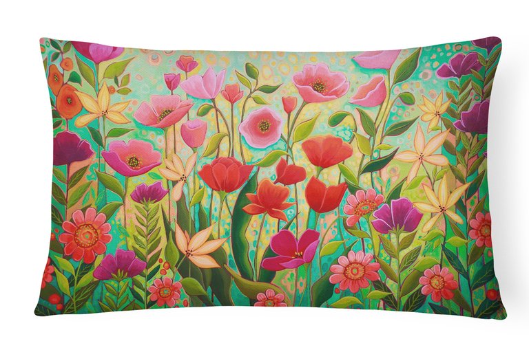 12 in x 16 in  Outdoor Throw Pillow Wild Beauty Flowers Canvas Fabric Decorative Pillow