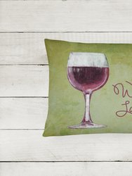 12 in x 16 in  Outdoor Throw Pillow Wine a little laugh a lot Canvas Fabric Decorative Pillow