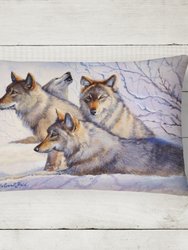 12 in x 16 in  Outdoor Throw Pillow Wolves by Mollie Field Canvas Fabric Decorative Pillow