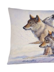 12 in x 16 in  Outdoor Throw Pillow Wolves by Mollie Field Canvas Fabric Decorative Pillow