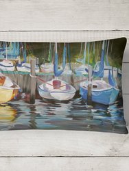 12 in x 16 in  Outdoor Throw Pillow Yellow boat Sailboat Canvas Fabric Decorative Pillow