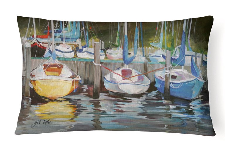 12 in x 16 in  Outdoor Throw Pillow Yellow boat Sailboat Canvas Fabric Decorative Pillow