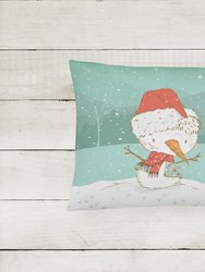 12 in x 16 in  Outdoor Throw Pillow Yorkie Natural Ears Snowman Christmas Canvas Fabric Decorative Pillow