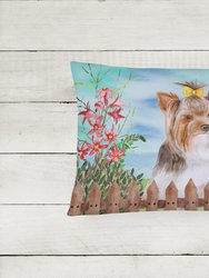 12 in x 16 in  Outdoor Throw Pillow Yorkshire Terrier #2 Spring Canvas Fabric Decorative Pillow