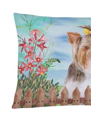 12 in x 16 in  Outdoor Throw Pillow Yorkshire Terrier #2 Spring Canvas Fabric Decorative Pillow