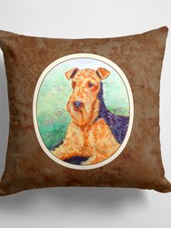 14 in x 14 in Outdoor Throw PillowAiredale Terrier Fabric Decorative Pillow