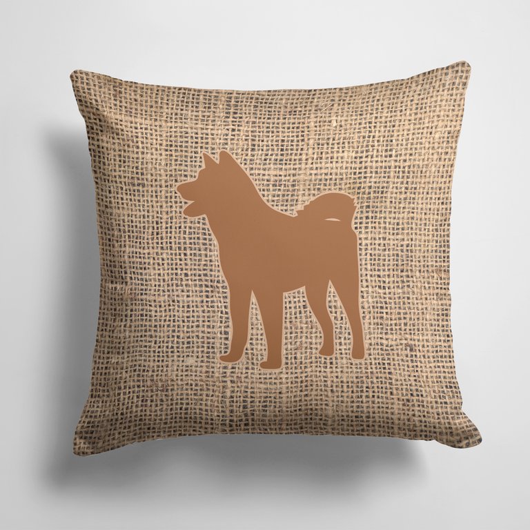 14 in x 14 in Outdoor Throw PillowAkita Burlap and Brown BB1082 Fabric Decorative Pillow