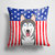 14 in x 14 in Outdoor Throw PillowAmerican Flag and Alaskan Malamute Fabric Decorative Pillow