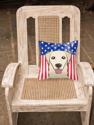 14 in x 14 in Outdoor Throw PillowAmerican Flag and Golden Retriever Fabric Decorative Pillow