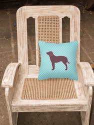 14 in x 14 in Outdoor Throw PillowAmerican Water Spaniel  Checkerboard Blue Fabric Decorative Pillow