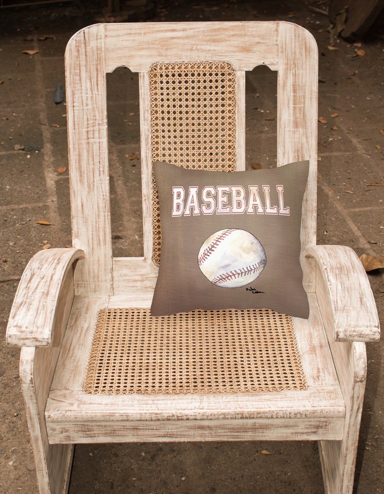14 in x 14 in Outdoor Throw PillowBaseball Fabric Decorative Pillow
