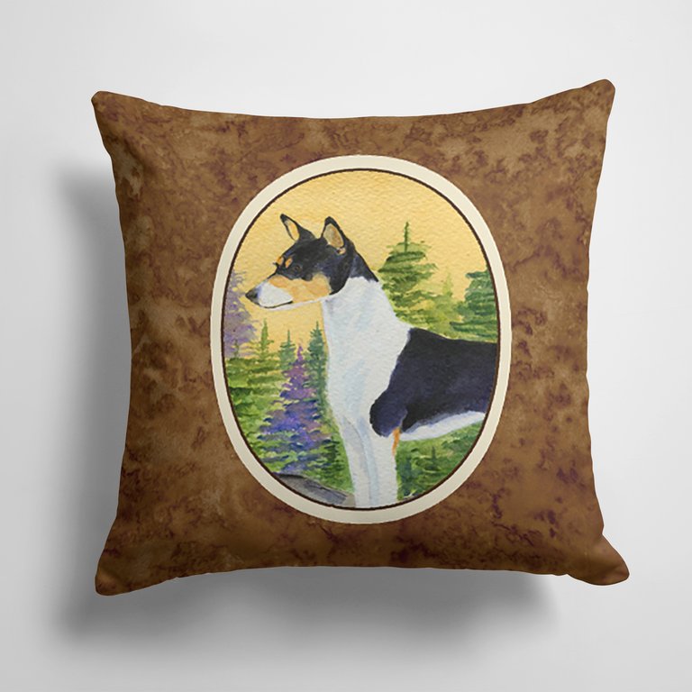 14 in x 14 in Outdoor Throw PillowBasenji Fabric Decorative Pillow