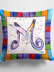 14 in x 14 in Outdoor Throw PillowBeach and Seafood Fabric Decorative Pillow