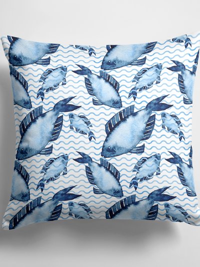 Caroline's Treasures 14 in x 14 in Outdoor Throw PillowBeach Watercolor Fishes Fabric Decorative Pillow product